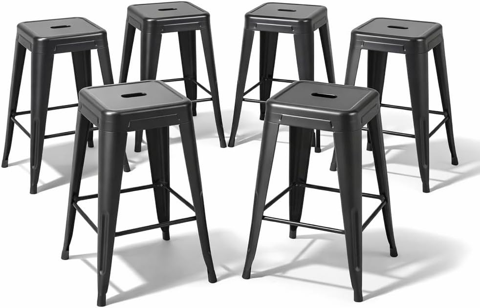 Home Bar Seating - Juego de 6 taburetes de metal