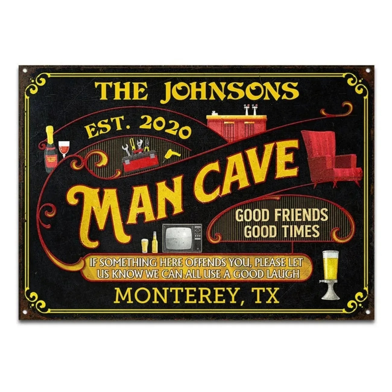 Home Bar Signs - 1 pieza Placa metálica personalizada con