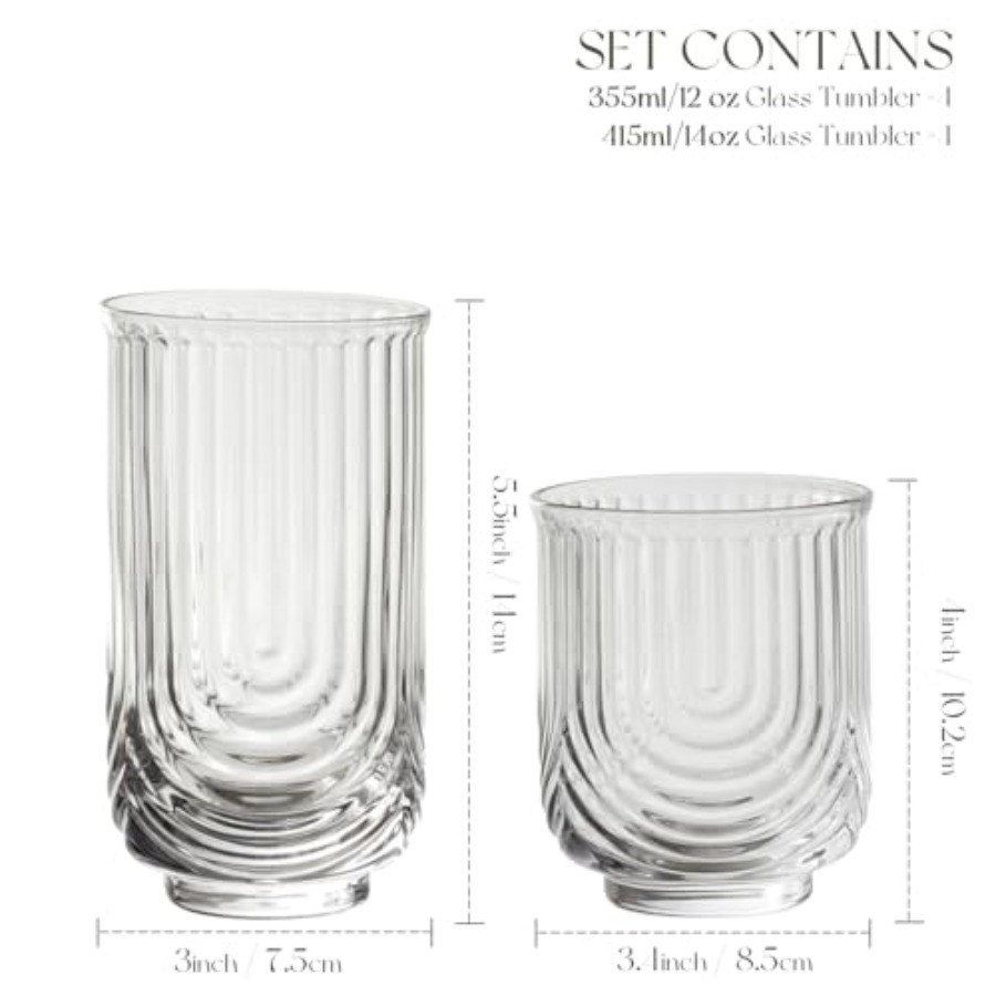 Copas de cóctel Art Deco, jueg - Highball Glass Set reseña y precio