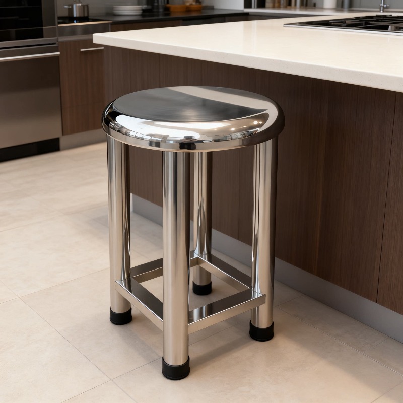 Taburete Redondo de Acero Inox - Home Bar Lounge reseña y precio